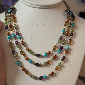 2028 3 Strand Beaded Necklace